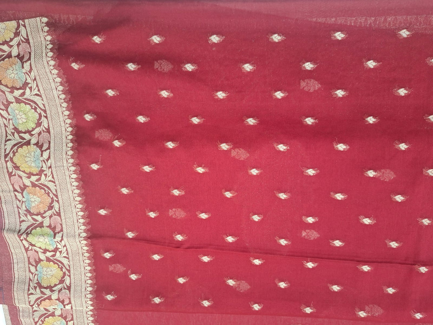 brown semi chiffon meenakari border saree