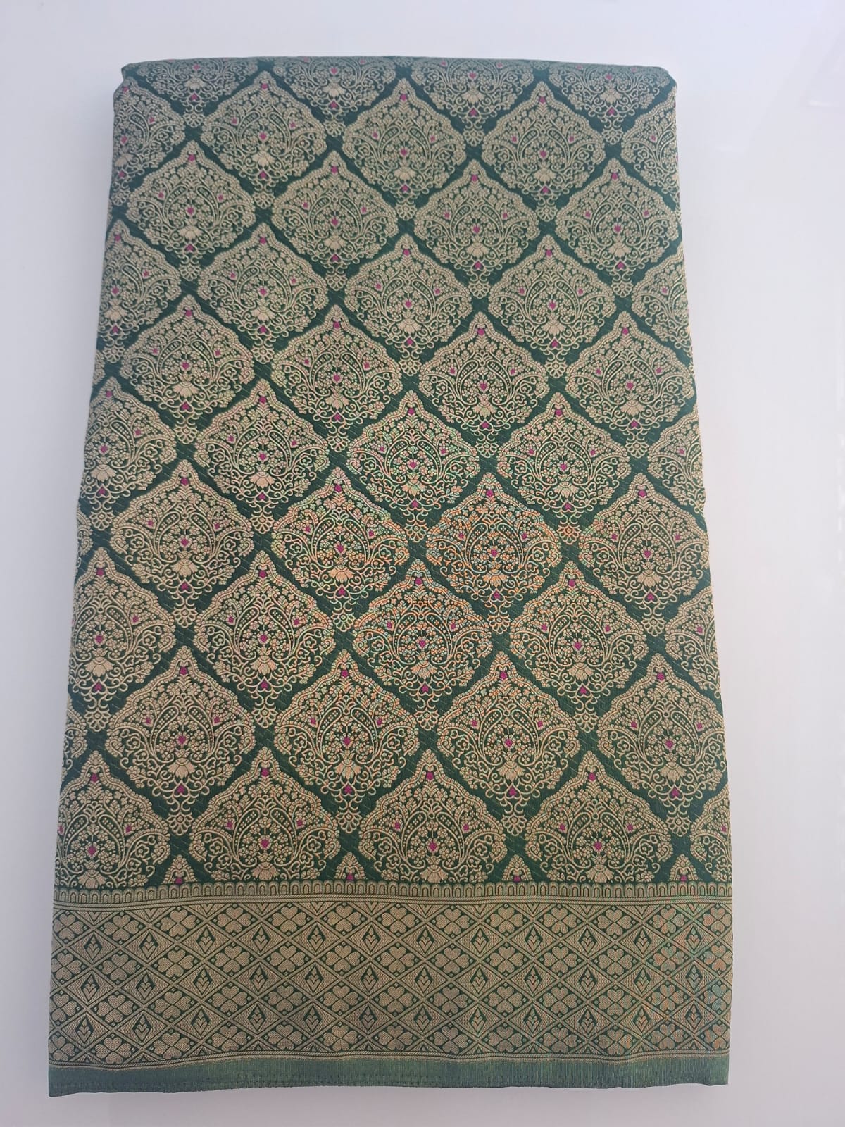 green banaras georgette crepe brocade sraee