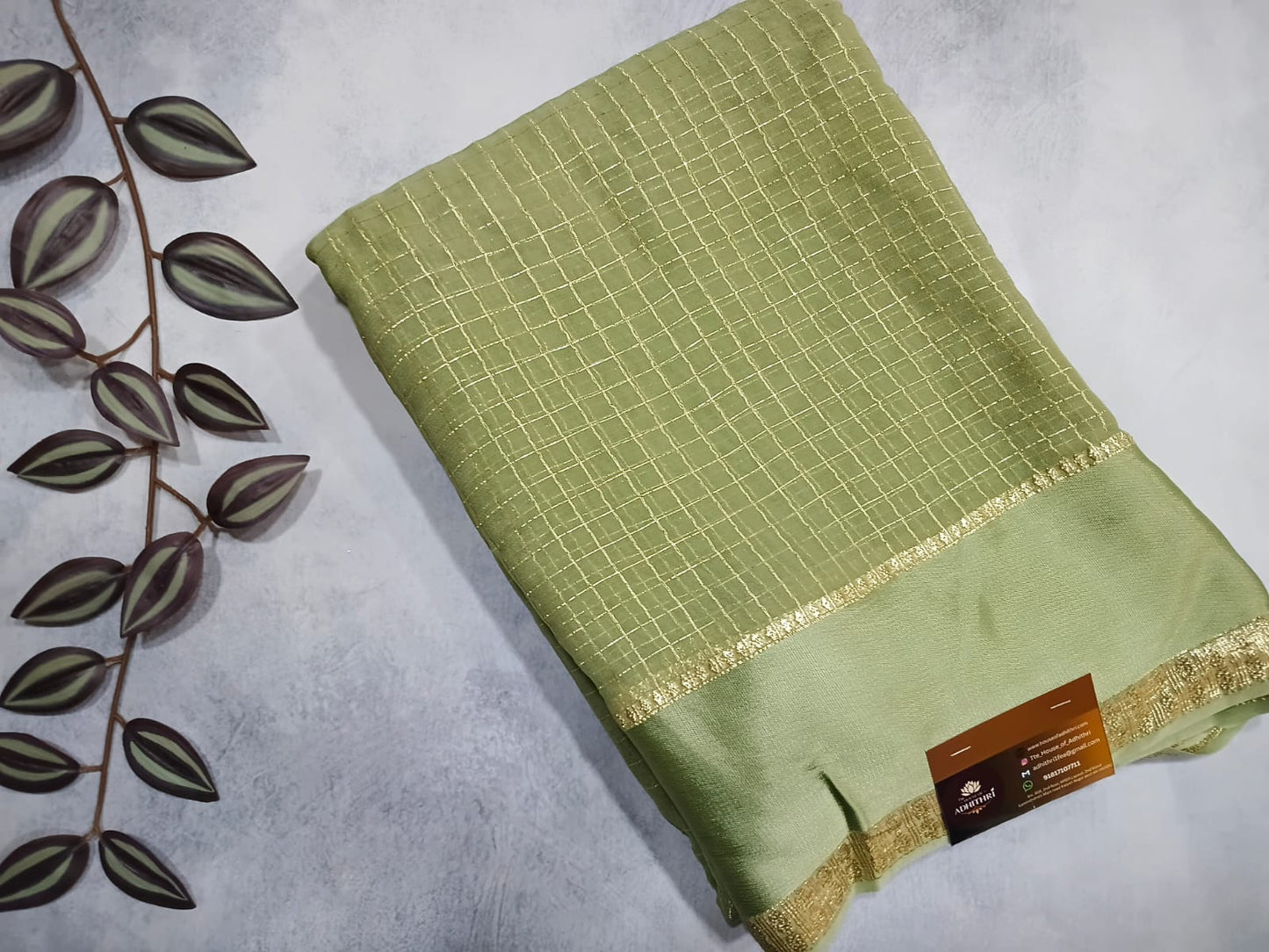viscose georgette satin border-mahendi