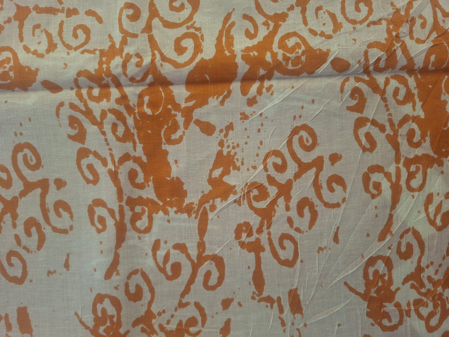 orange bagru mul- mul cotton saree