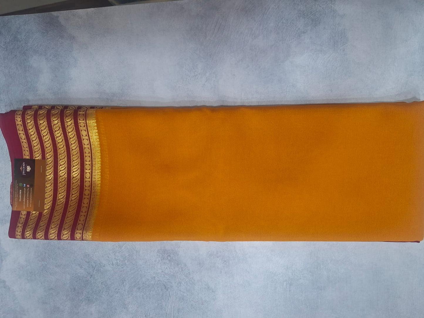 orange small mango pure mysore silk saree