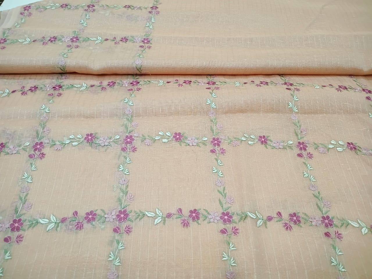 peach semi kota saree