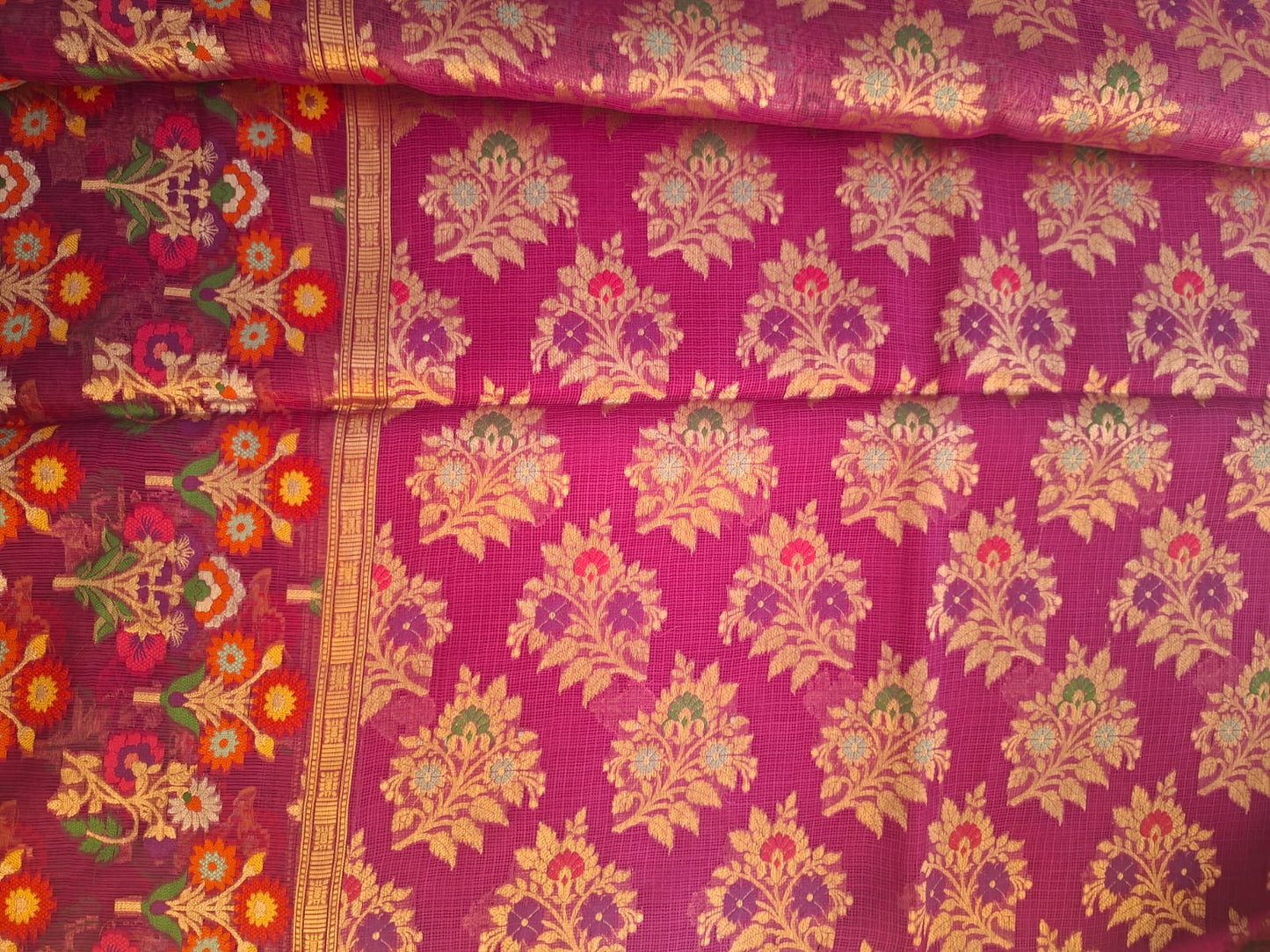 wine red Banarasi pure kota silk saree