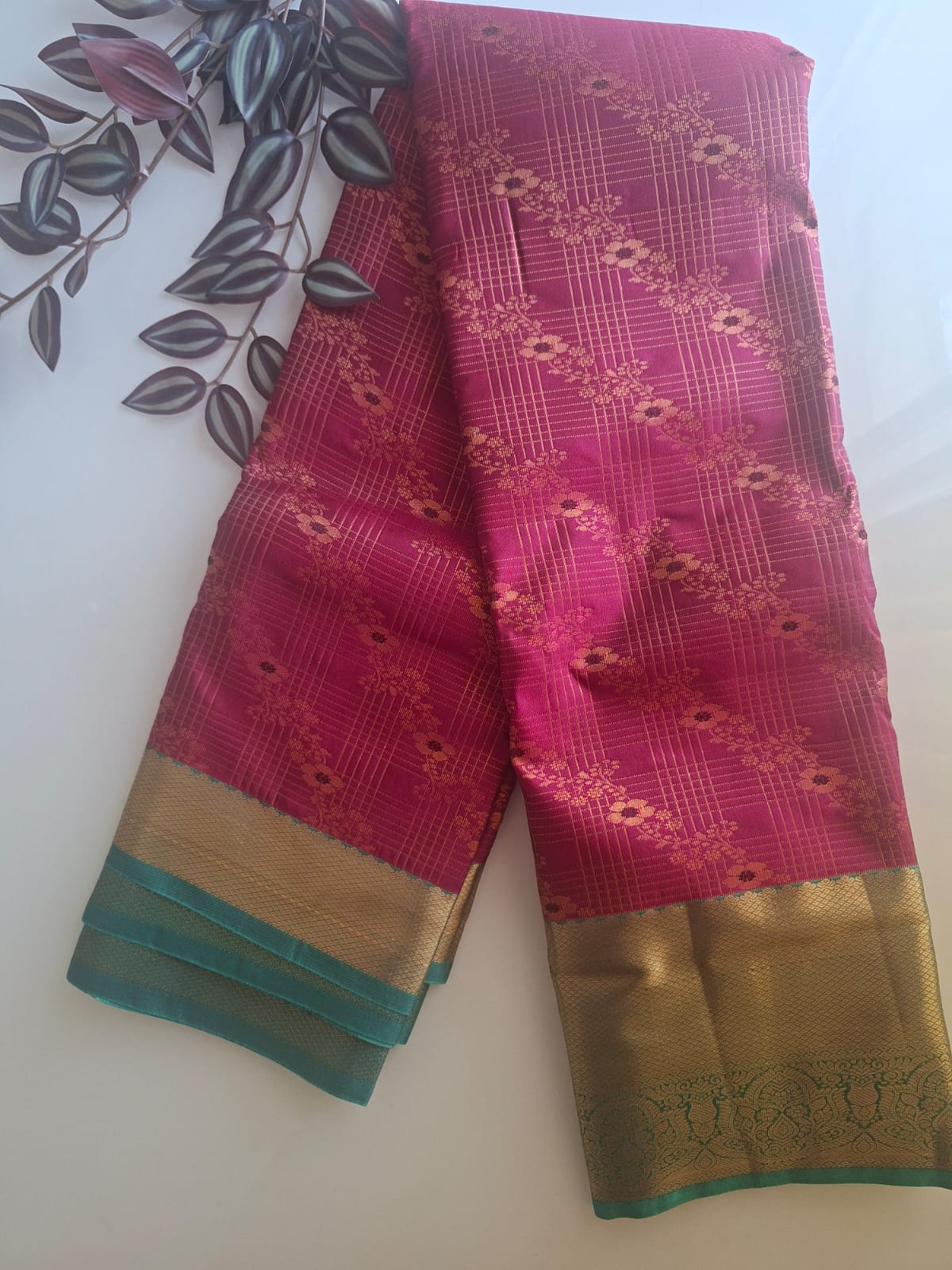 red semi silk saree with kanchi border