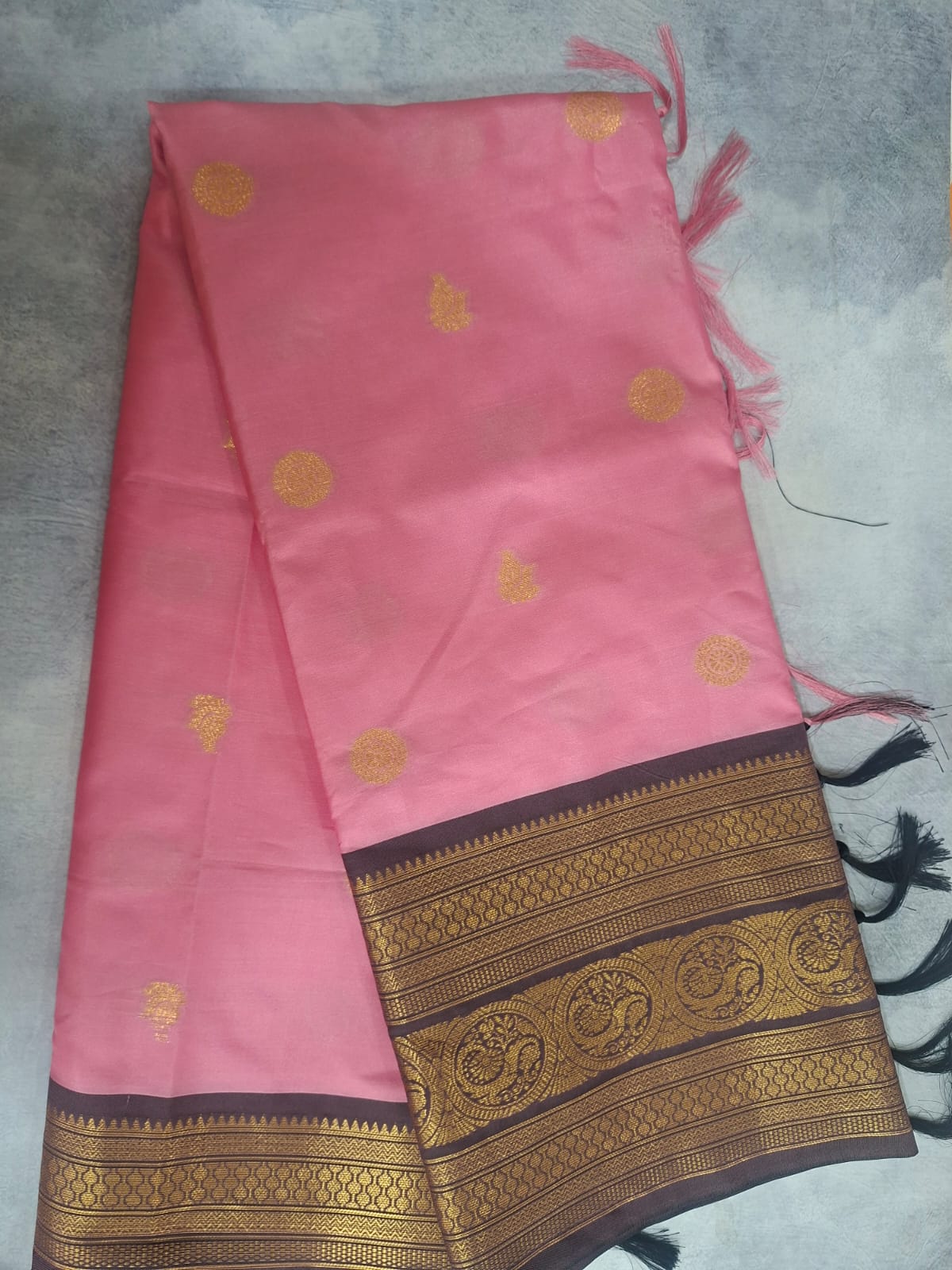 pink soft silk with kanchi border saree