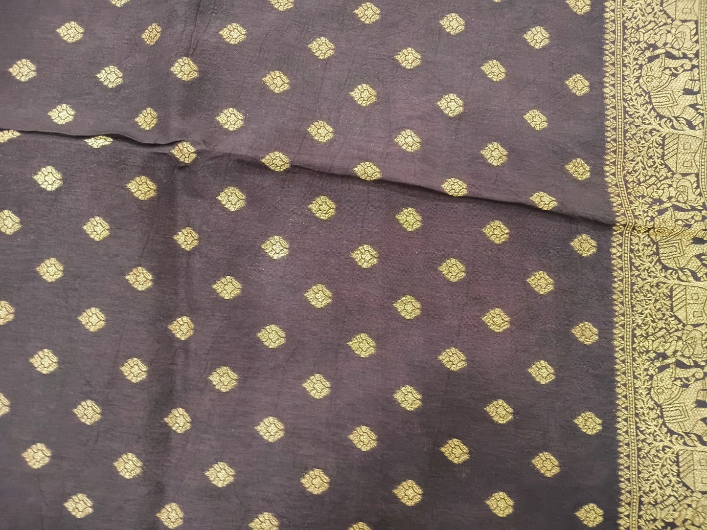 brown ajrak modal dola silk sarees with zari border