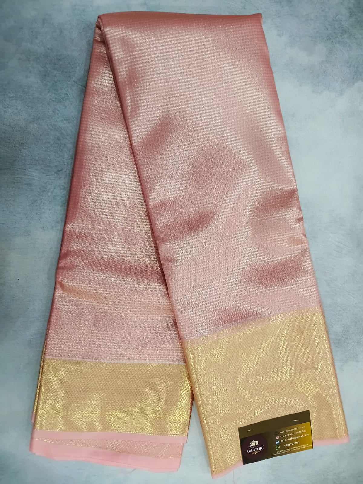 pink light with line semi silk saree