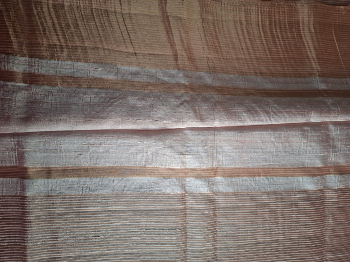 baby pink kora tissue with strips saree