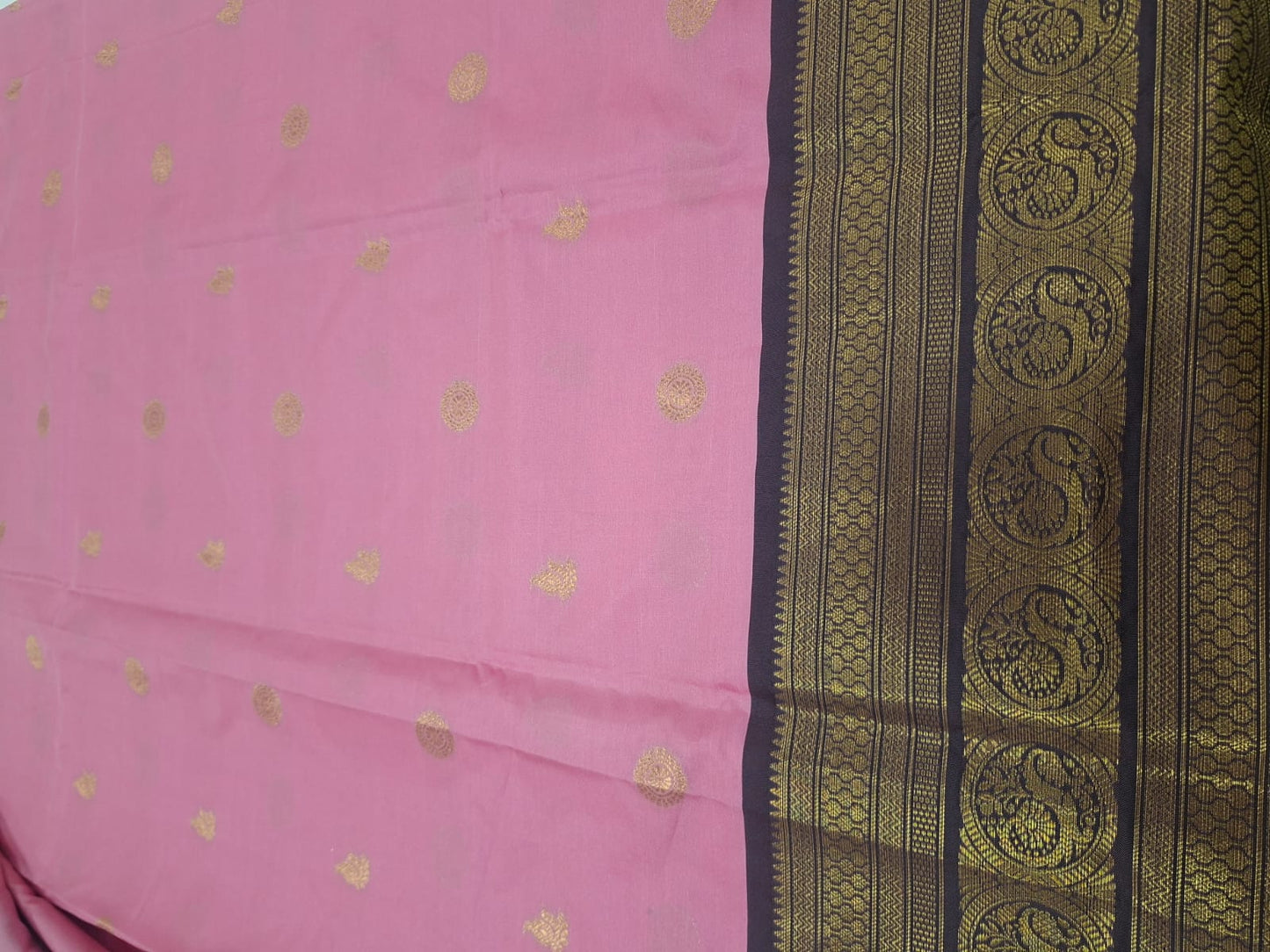 pink soft silk with kanchi border saree