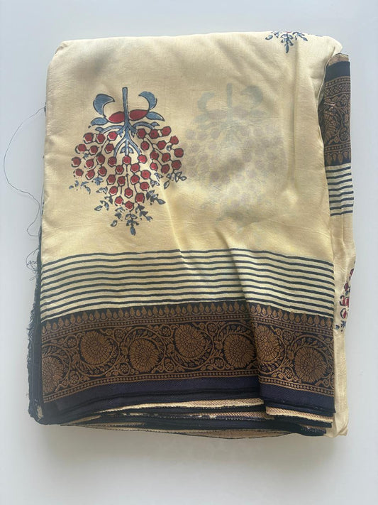 cream pure modal silk saree