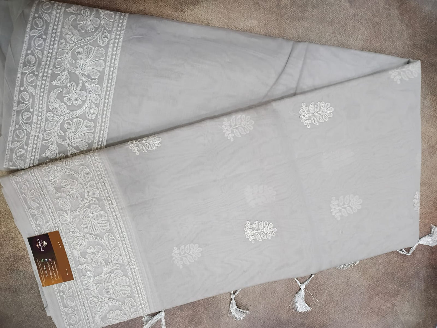 grey cotton chikankari work
