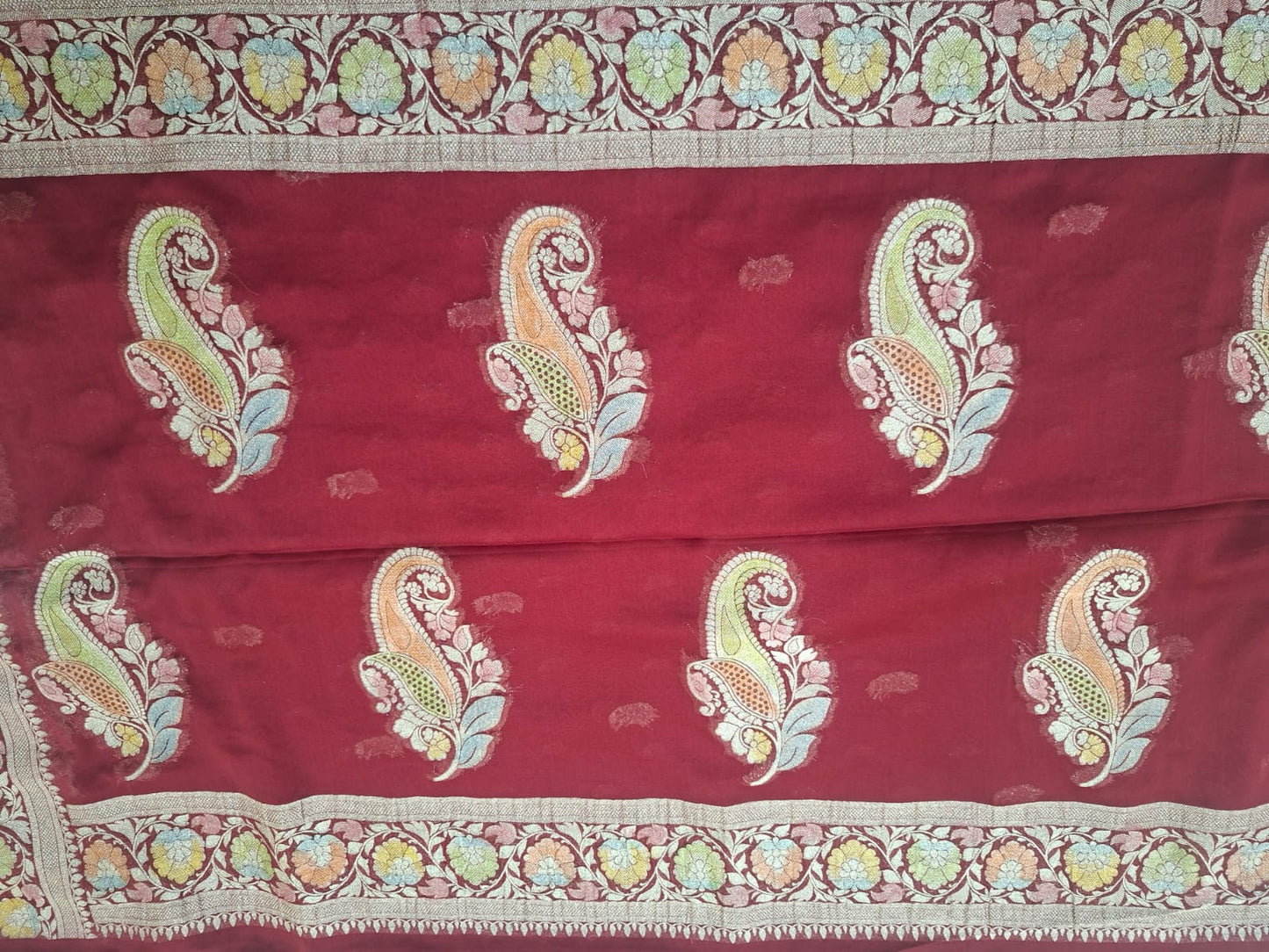 brown semi chiffon meenakari border saree