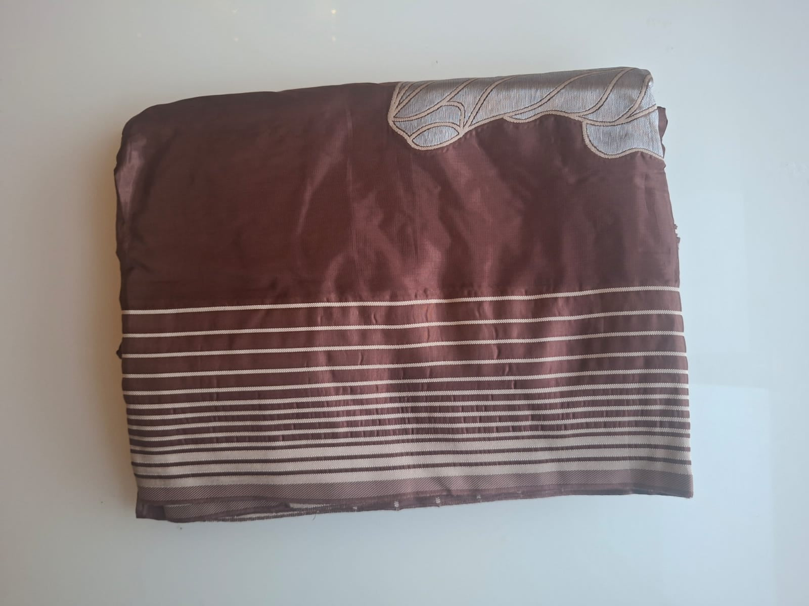 Brown butter silk with big flower motif