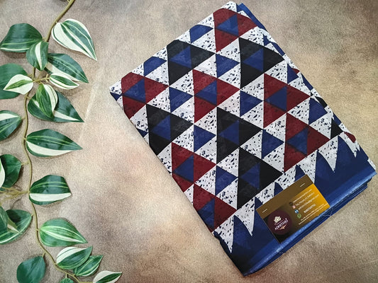 blue and black mul-mul bagru cotton