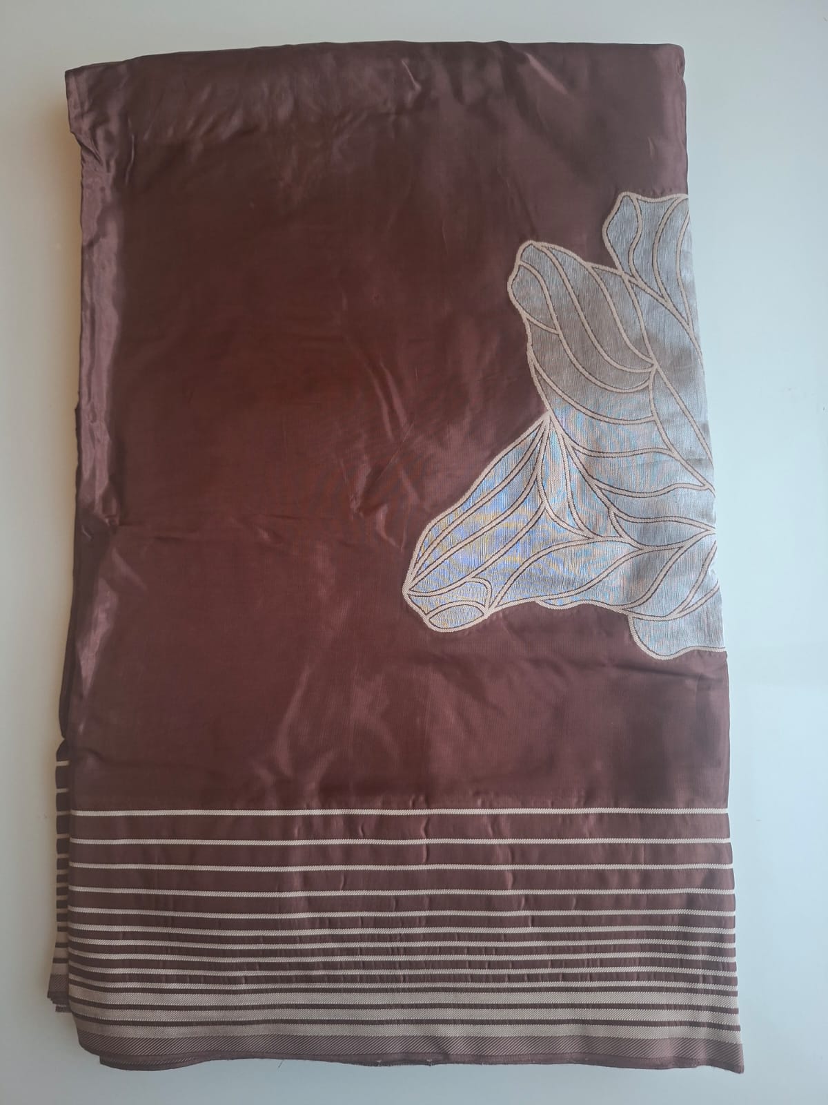 Brown butter silk with big flower motif