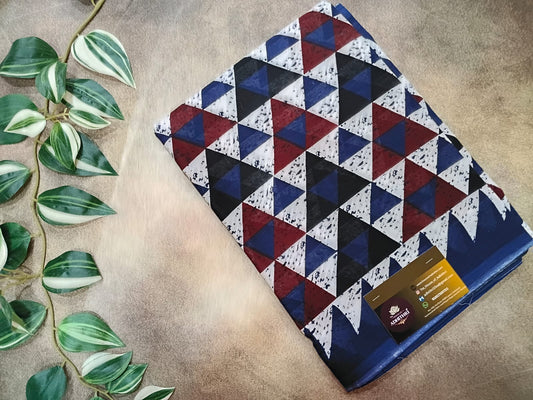 blue and black mul-mul bagru cotton