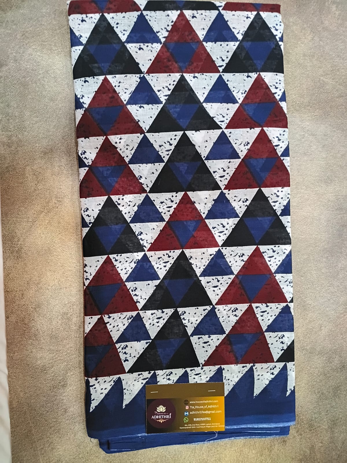 blue and black mul-mul bagru cotton