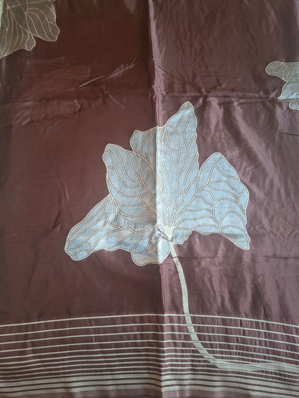Brown butter silk with big flower motif