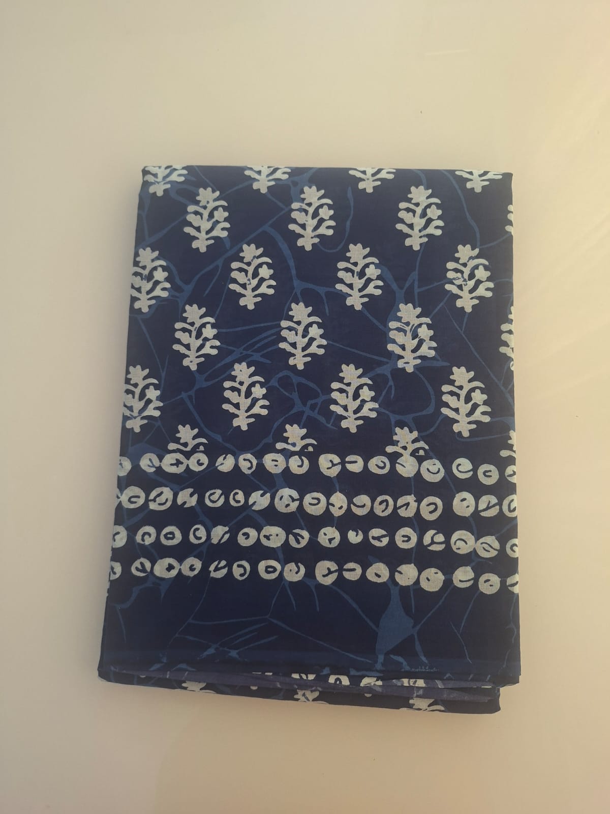 blue with print bagru  mul- mul cotton saree