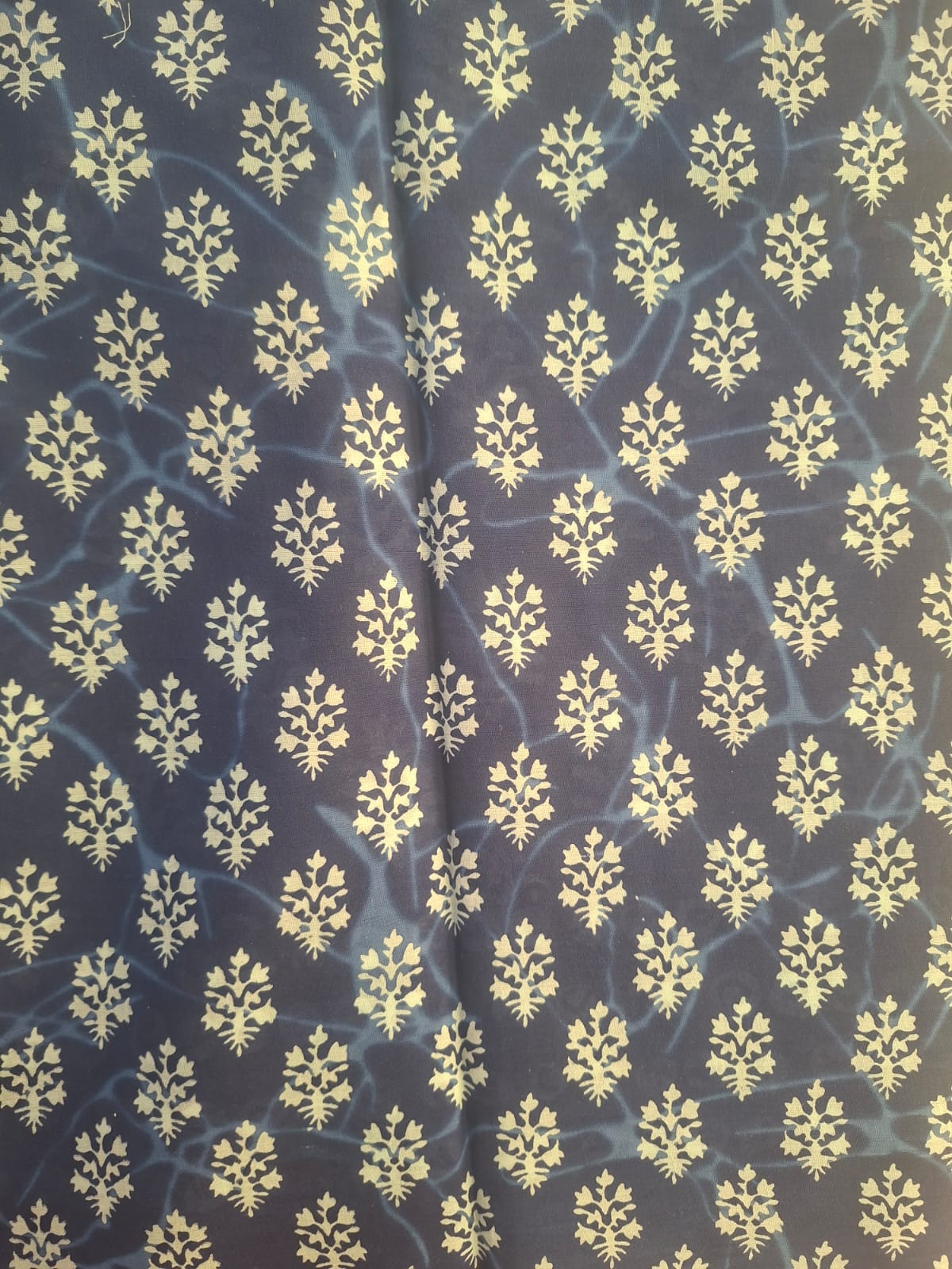 blue with print bagru  mul- mul cotton saree