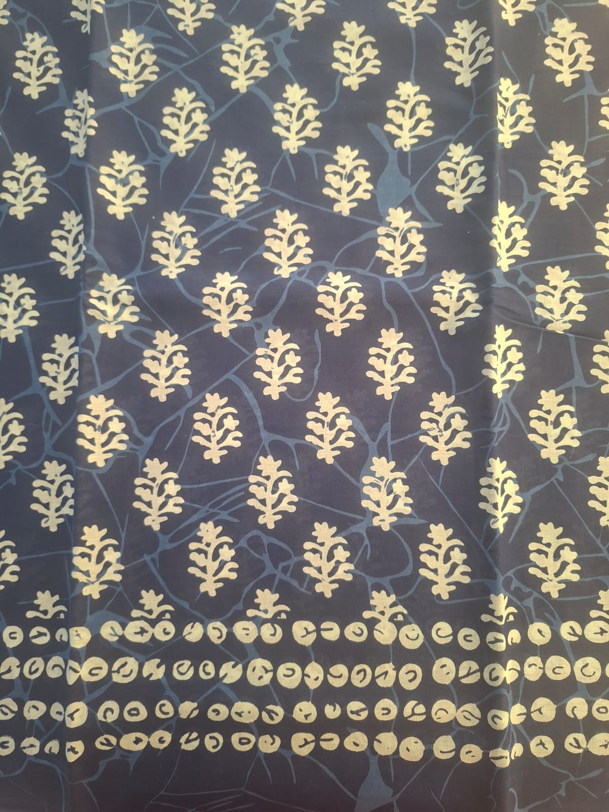 blue with print bagru  mul- mul cotton saree