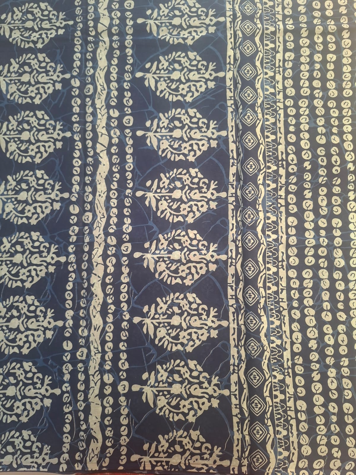 blue with print bagru  mul- mul cotton saree