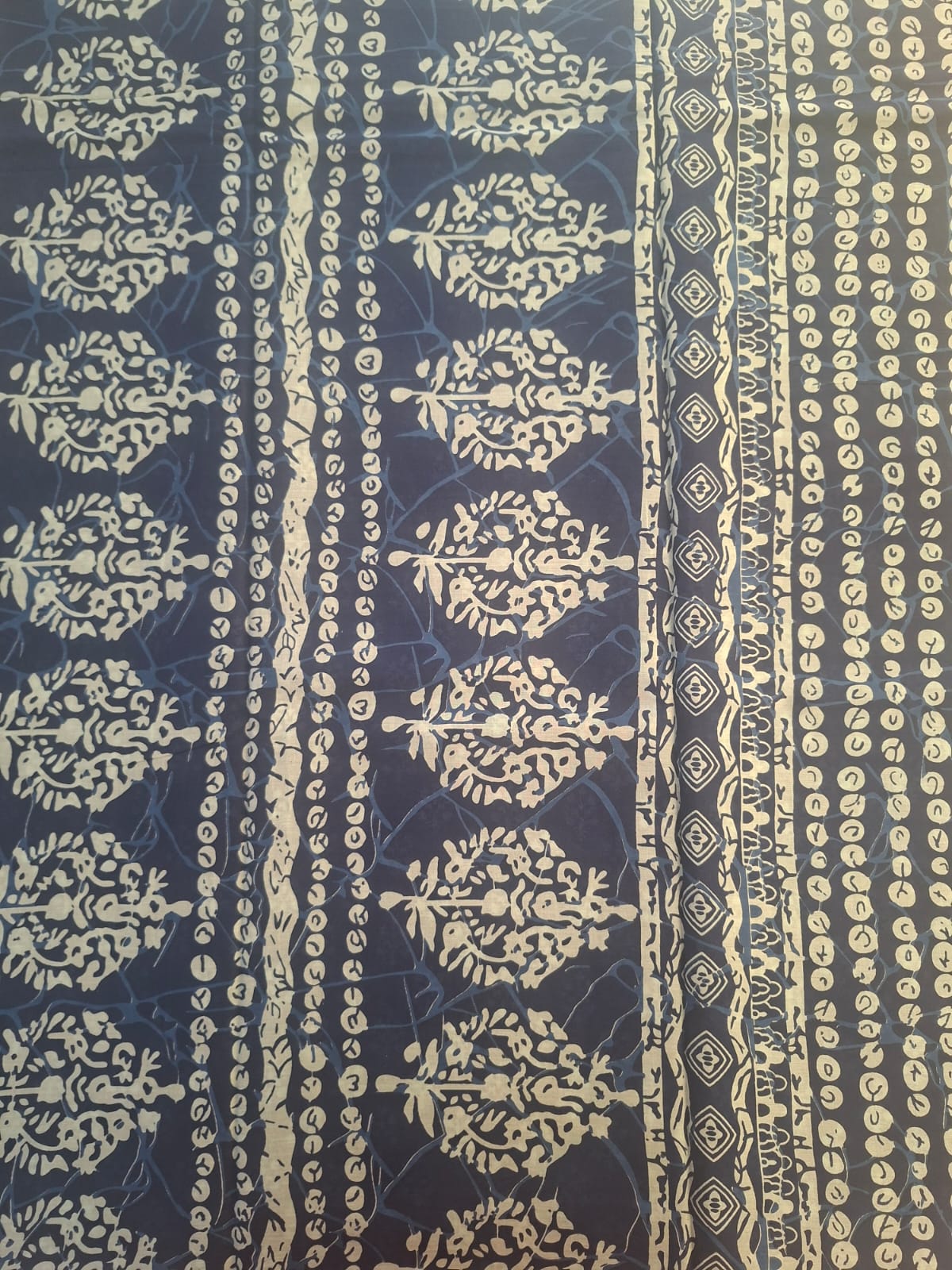 blue with print bagru  mul- mul cotton saree