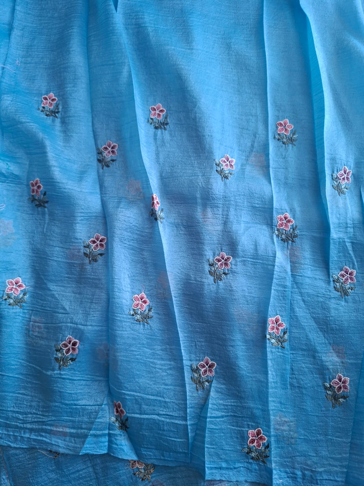 ocean blue  crush semi silk cut work saree