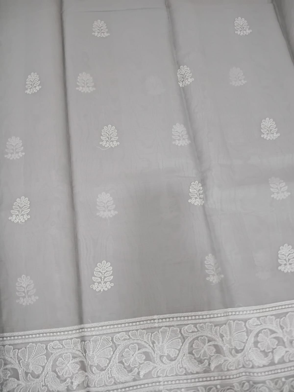 grey cotton chikankari work