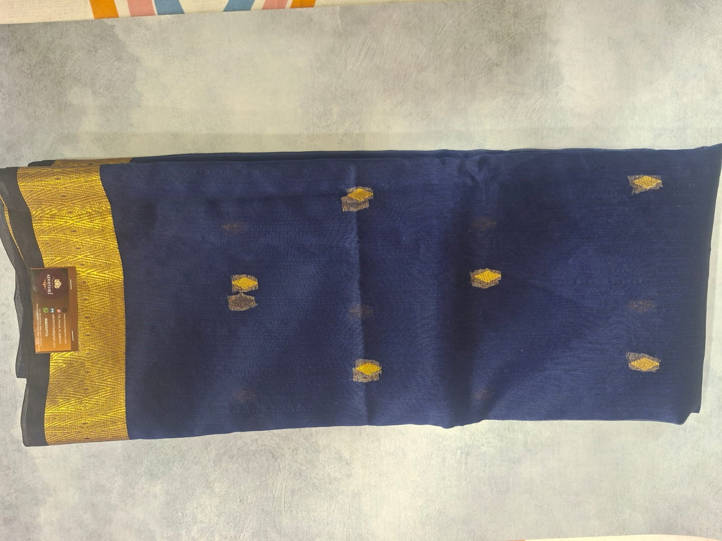 Blue tissue with gold  border