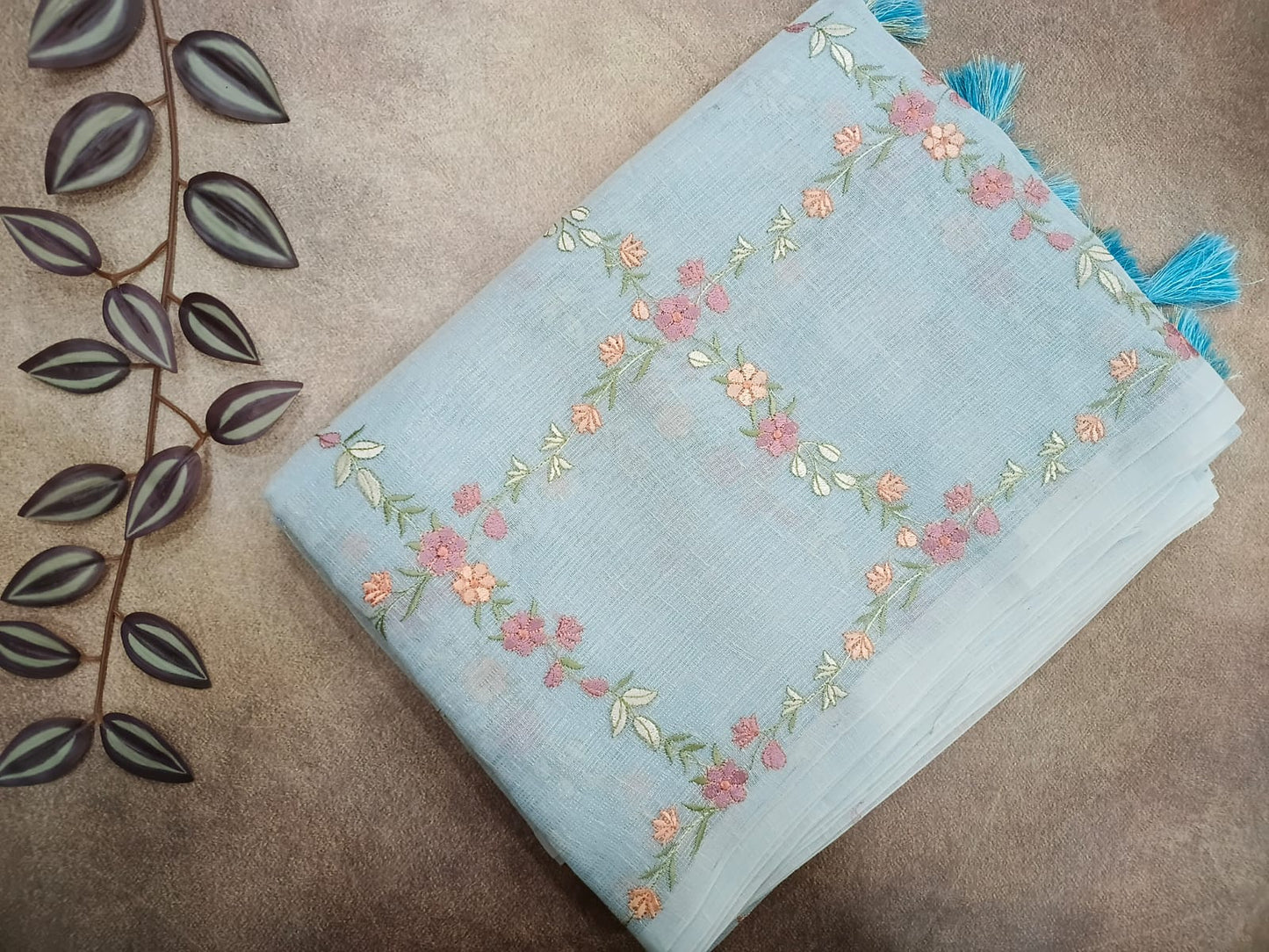 blue semi kota saree