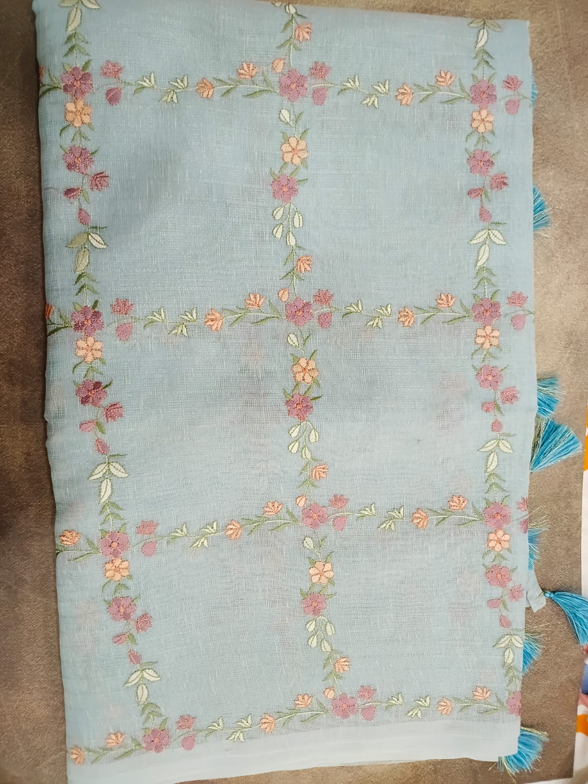 blue semi kota saree