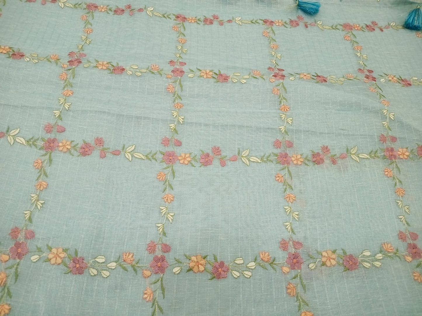 blue semi kota saree