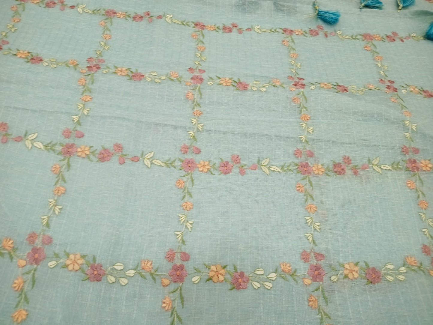 blue semi kota saree