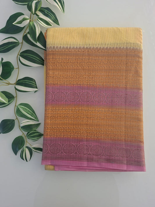 yellow semi kota saree