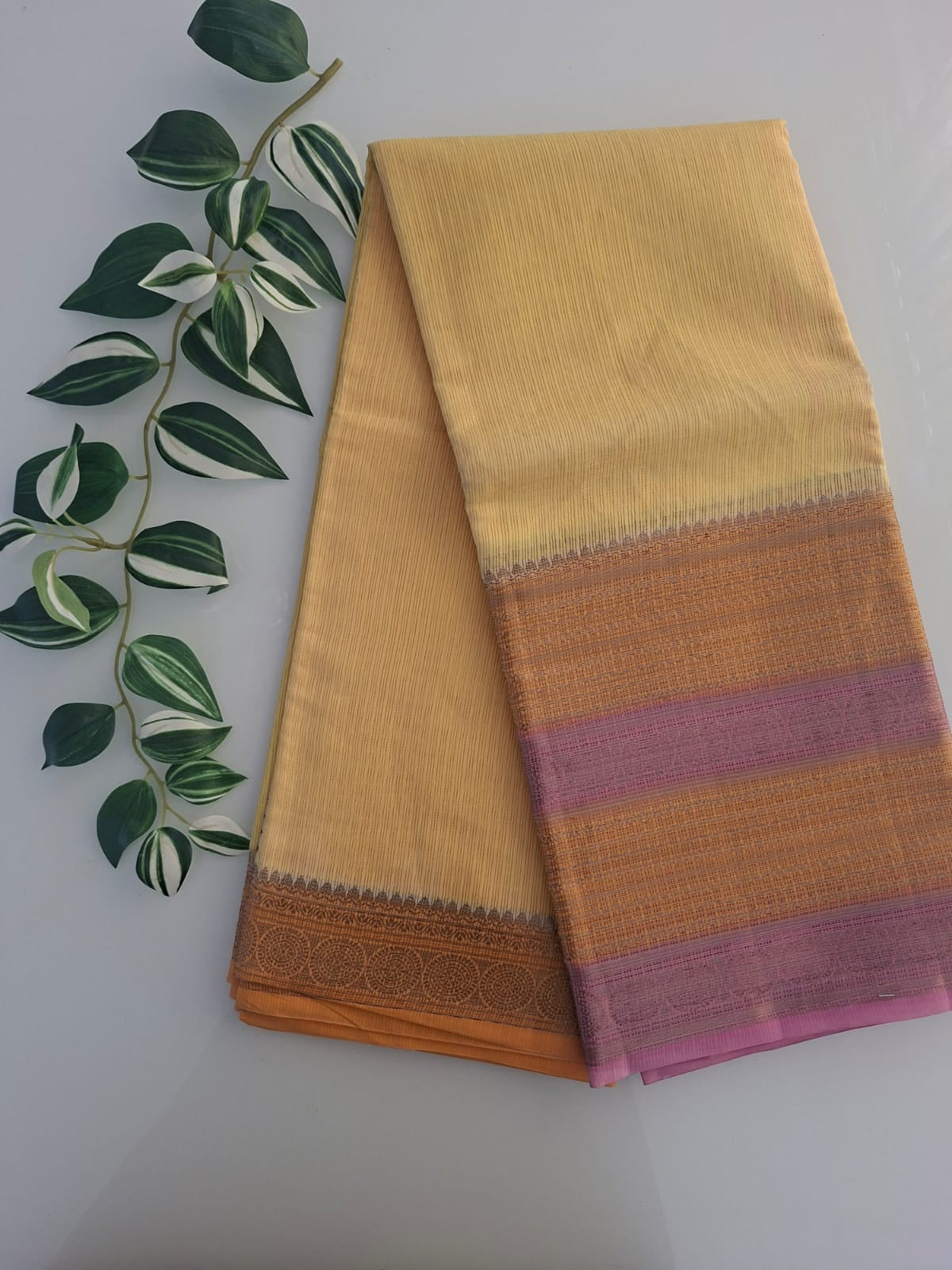 yellow semi kota saree