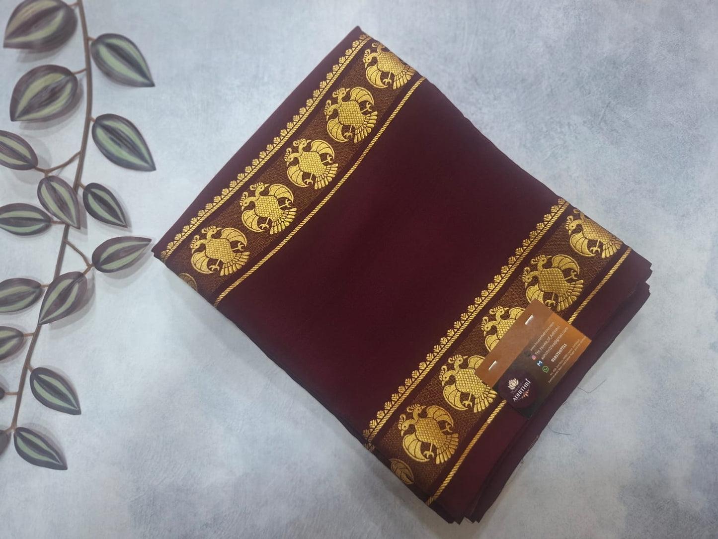 brown four line pure gandabarunda mysore silk saree