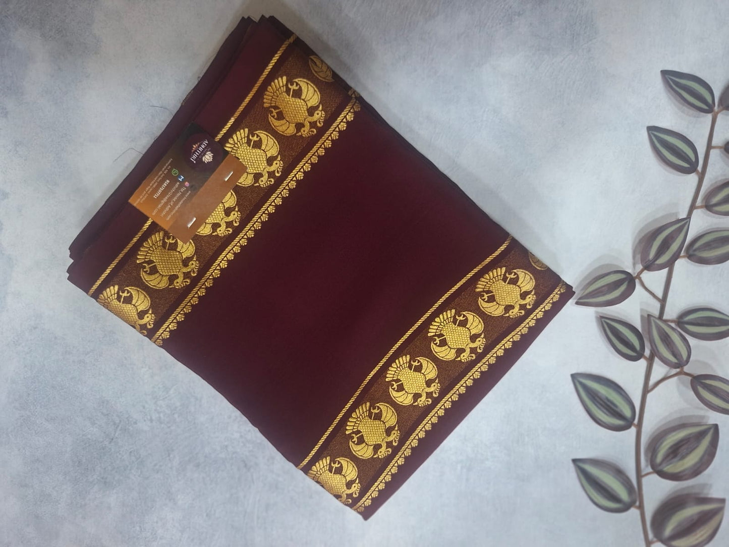 brown four line pure gandabarunda mysore silk saree