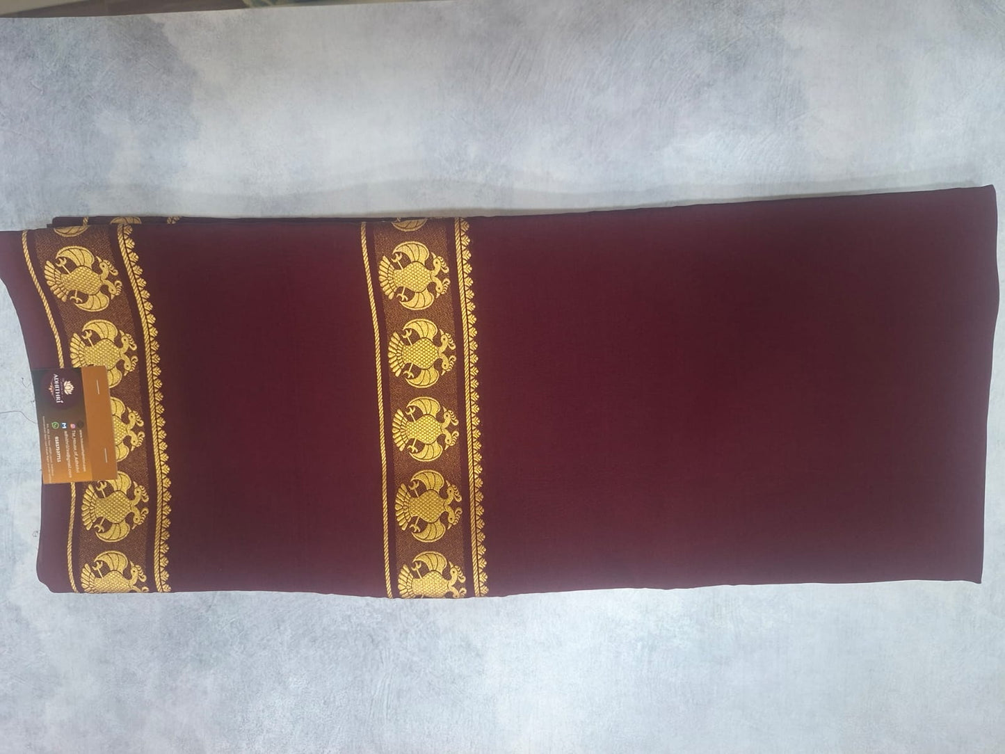 brown four line pure gandabarunda mysore silk saree