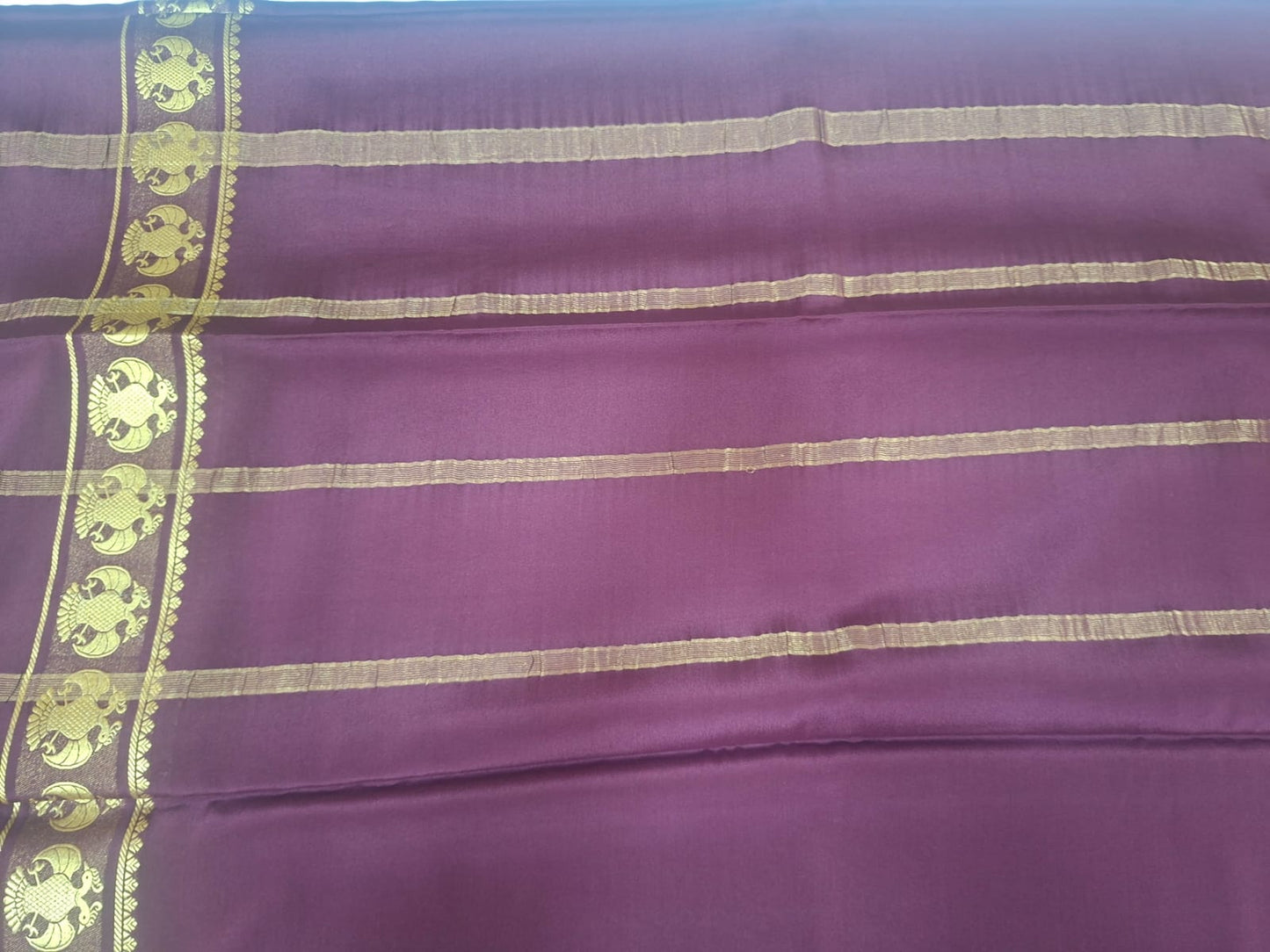 brown four line pure gandabarunda mysore silk saree