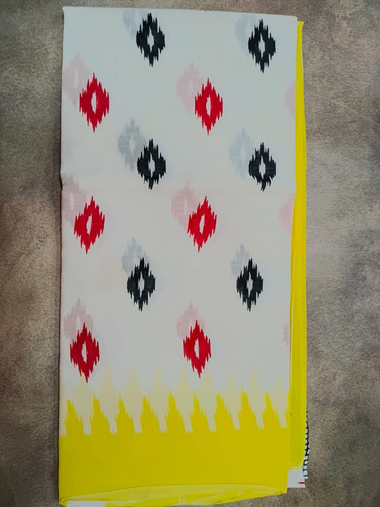 Fabric with geometric pattern on a textured surface