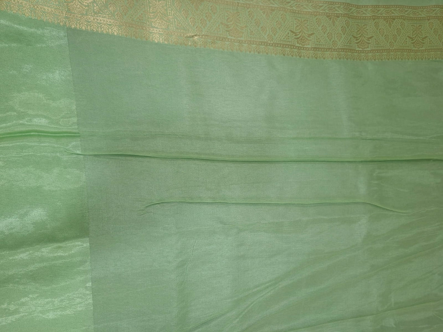 brown with neon green satin saree