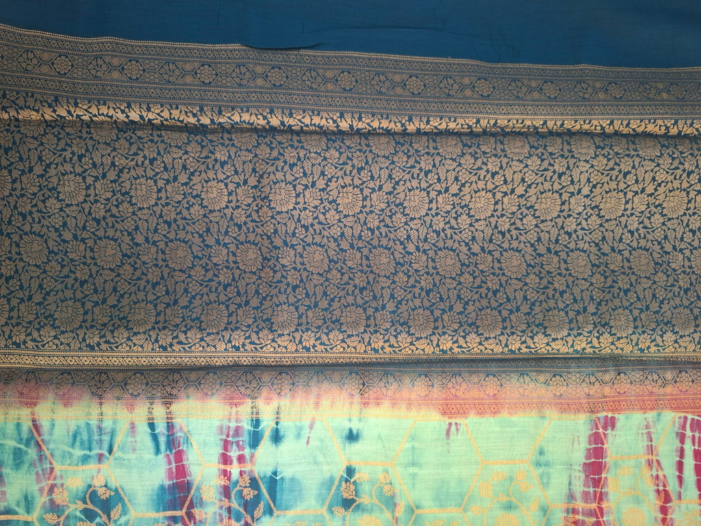 Blue banarasi pure silk digital print fashion saree