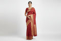 brick red with copper zari with tikki 1