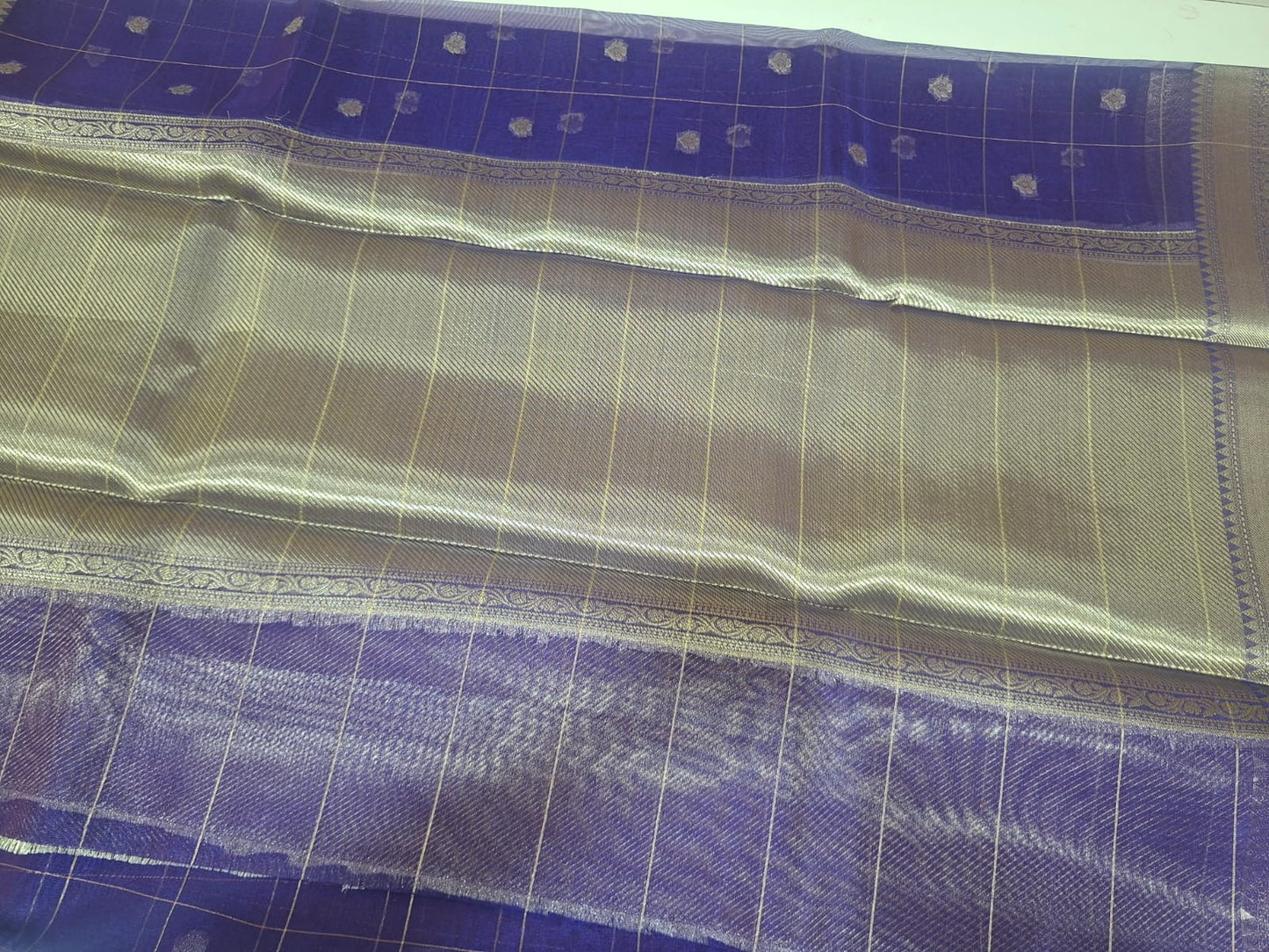 blue tissue checks gold border