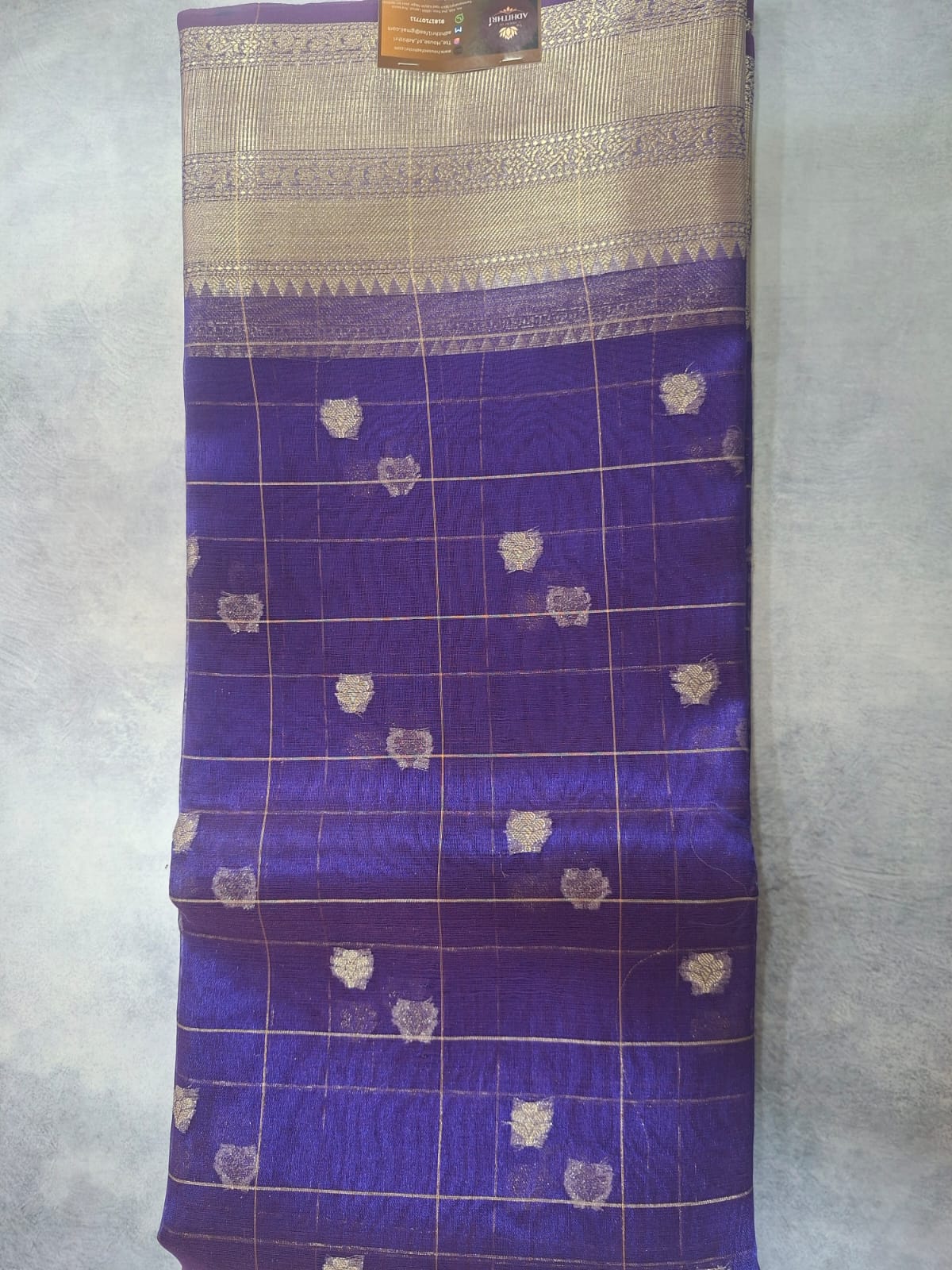 blue tissue checks gold border