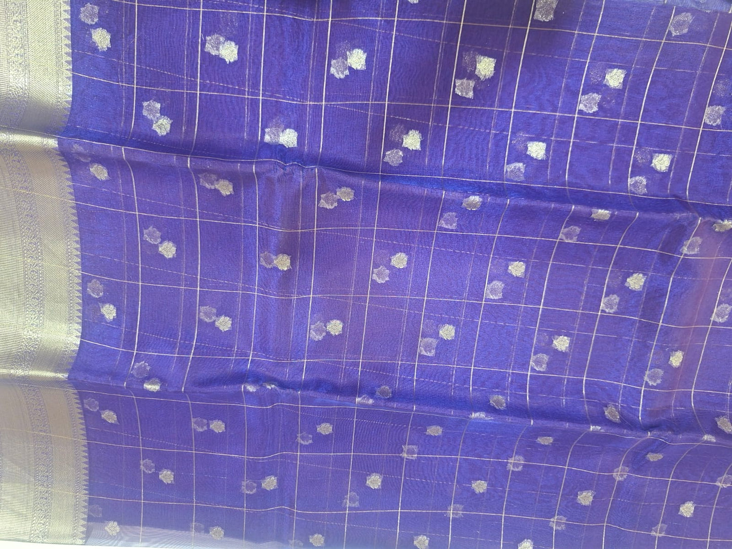 blue tissue checks gold border