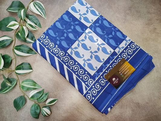 blue and white checks mul-mul bagru cotton