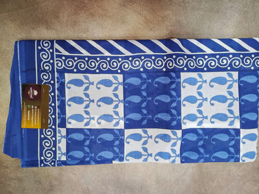 blue and white checks mul-mul bagru cotton