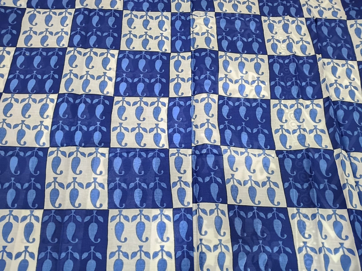 blue and white checks mul-mul bagru cotton